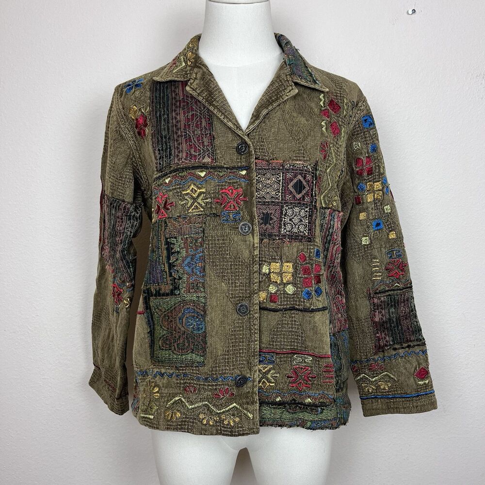 Chicos Jacket Womens Extra Small Patchwork Embroi… - image 1